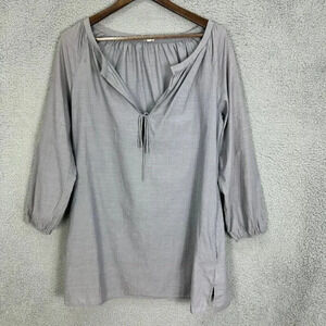 j. crew shift dress womens‎ small gray lightweight gauzy tie neck pockets beachy